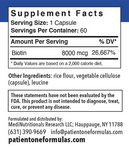 Patient One Biotin | 8mg, 60 vegetable capsules