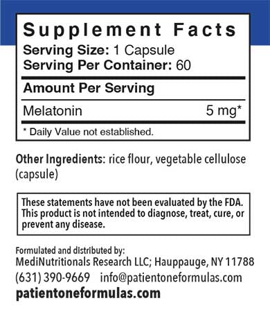 Patient One Melatonin | 5 mg, 60 vegetable capsules
