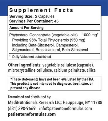 Patient One Phytosterol Complex | 1000 mg, 90 vegetable capsules